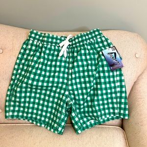 NWT Kanu Surf Men's Swim Trunks Green Checkered Size Medium